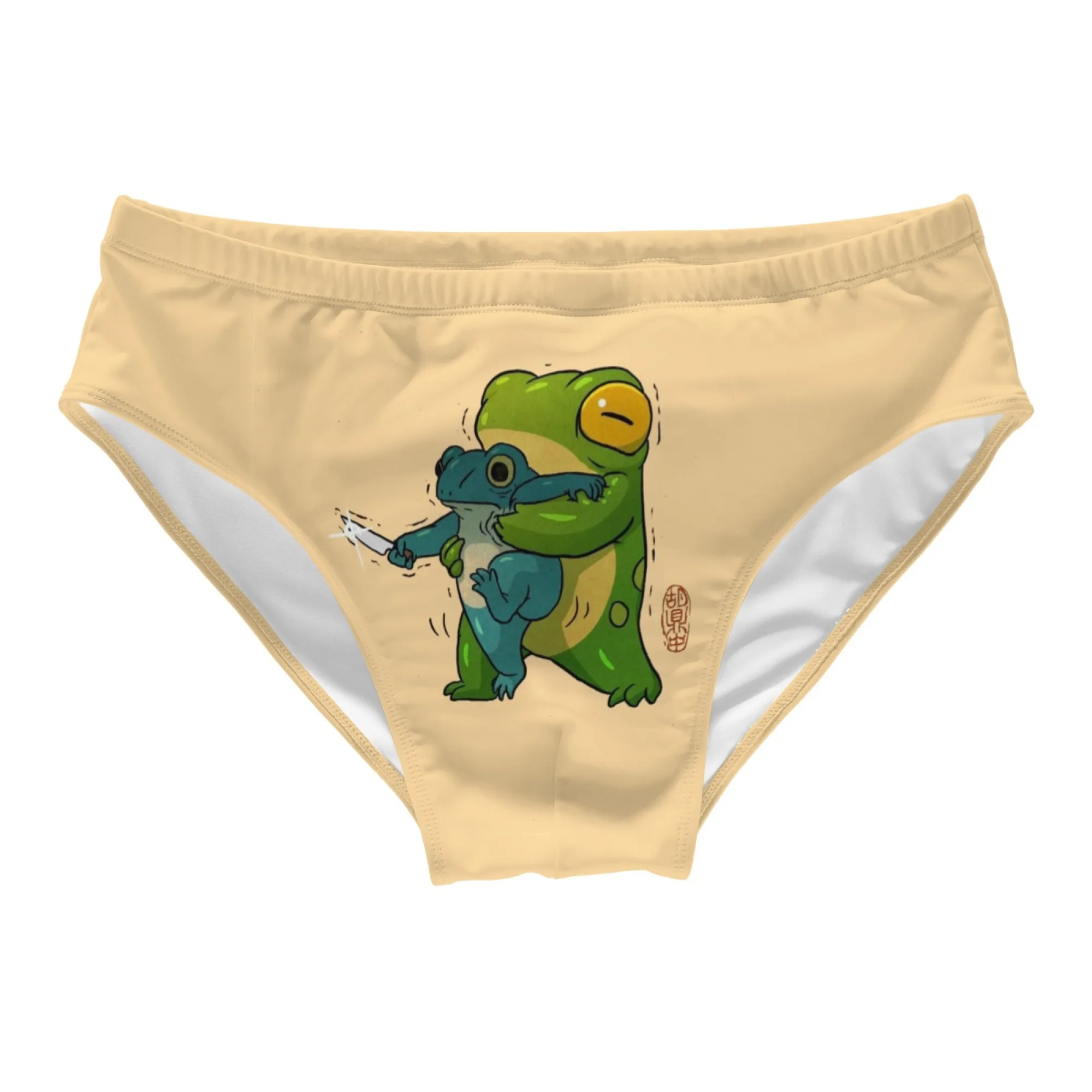 Funny Humor Frog Print Men's Swim Trunks Summer Beach Shorts Swimwear Lightweight Breathable Elastic Sexy Bikini Pool Party Gift