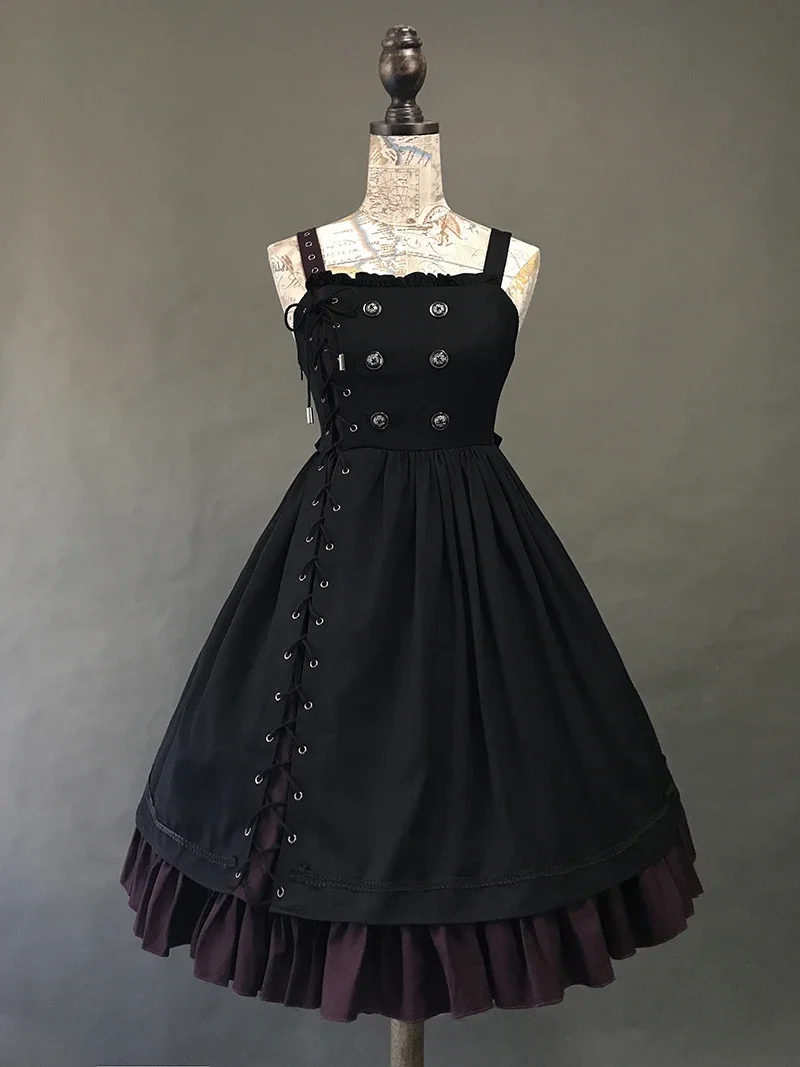 

Double Breasted Lolita Jumper Skirt Military Uniform Foxtrot Lolita Dress Farron Mission Commuting