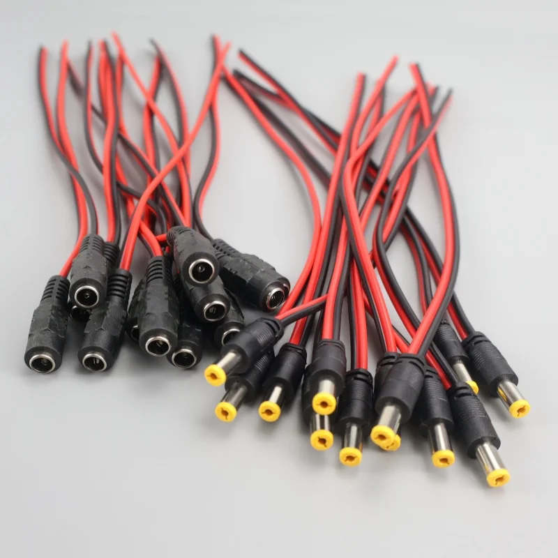 10Pcs Male Female DC Power Connector 5V 12V 5.5x2.1mm 20CM Wire Cable Plug Adapter for TV Camera 5050 2835 LED Strip Tape Light