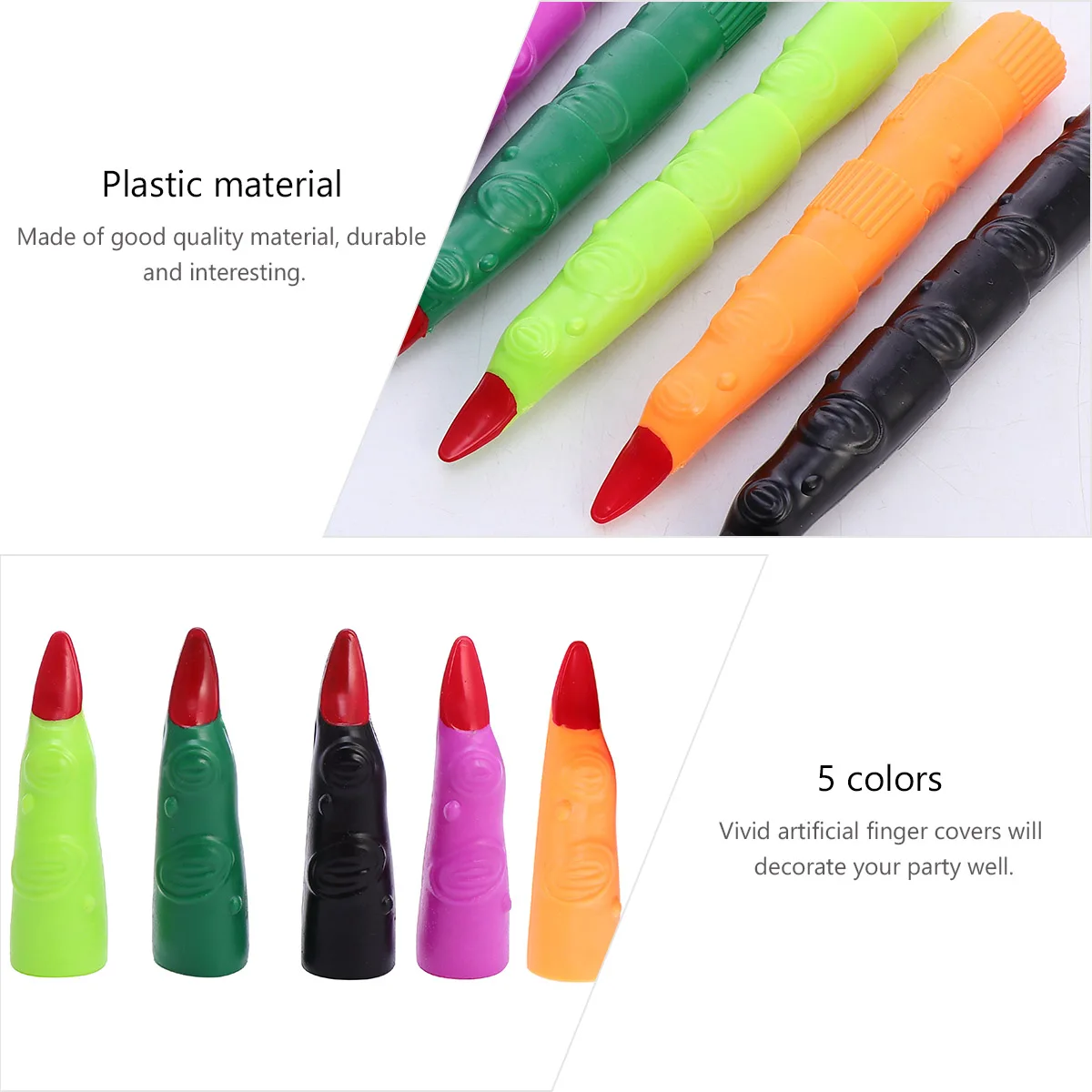 

20 Pieces False Nail Set Fake Finger Nails Halloween Cosplay Accessories Curved Fingers with Glue