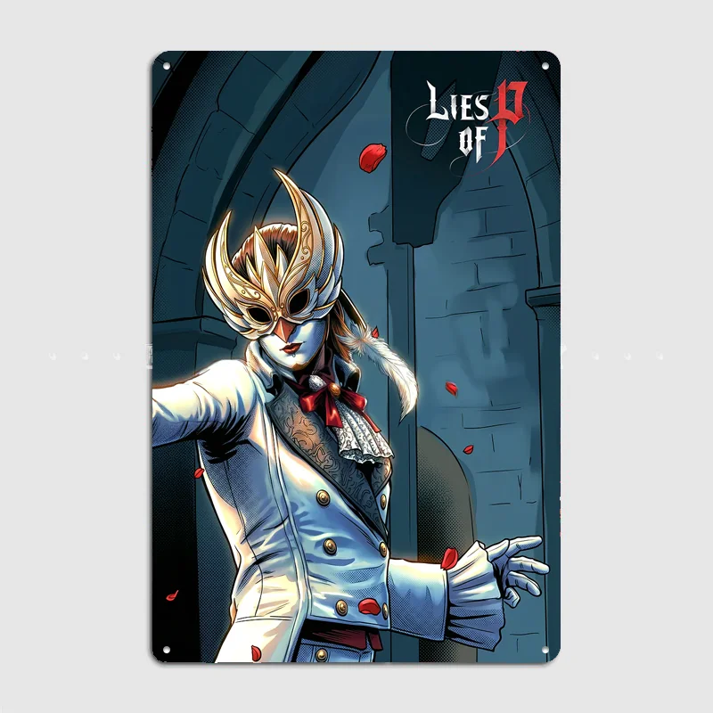 Lies of P Masquerade Character Poster Metal Sign Bedroom Indoor Outdoor Home Decor Bar Custom Posters Wall Room Decorations