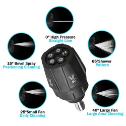 5 in 1 Nozzle Multifunctional Cleaning Machine Adjustable 0/15/25/40/65 1/4