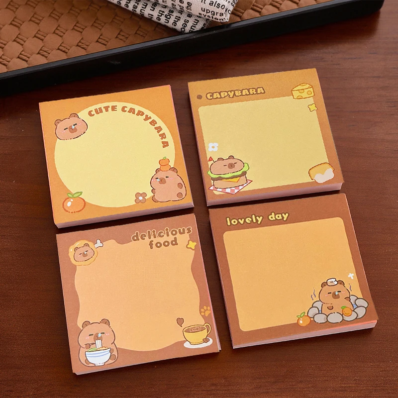 50/200PCS Cute Cartoon Capybara Memo Pad Stickers School Supplies Creative Hand Account Office Non-Sticky Message Paper Toy Gift