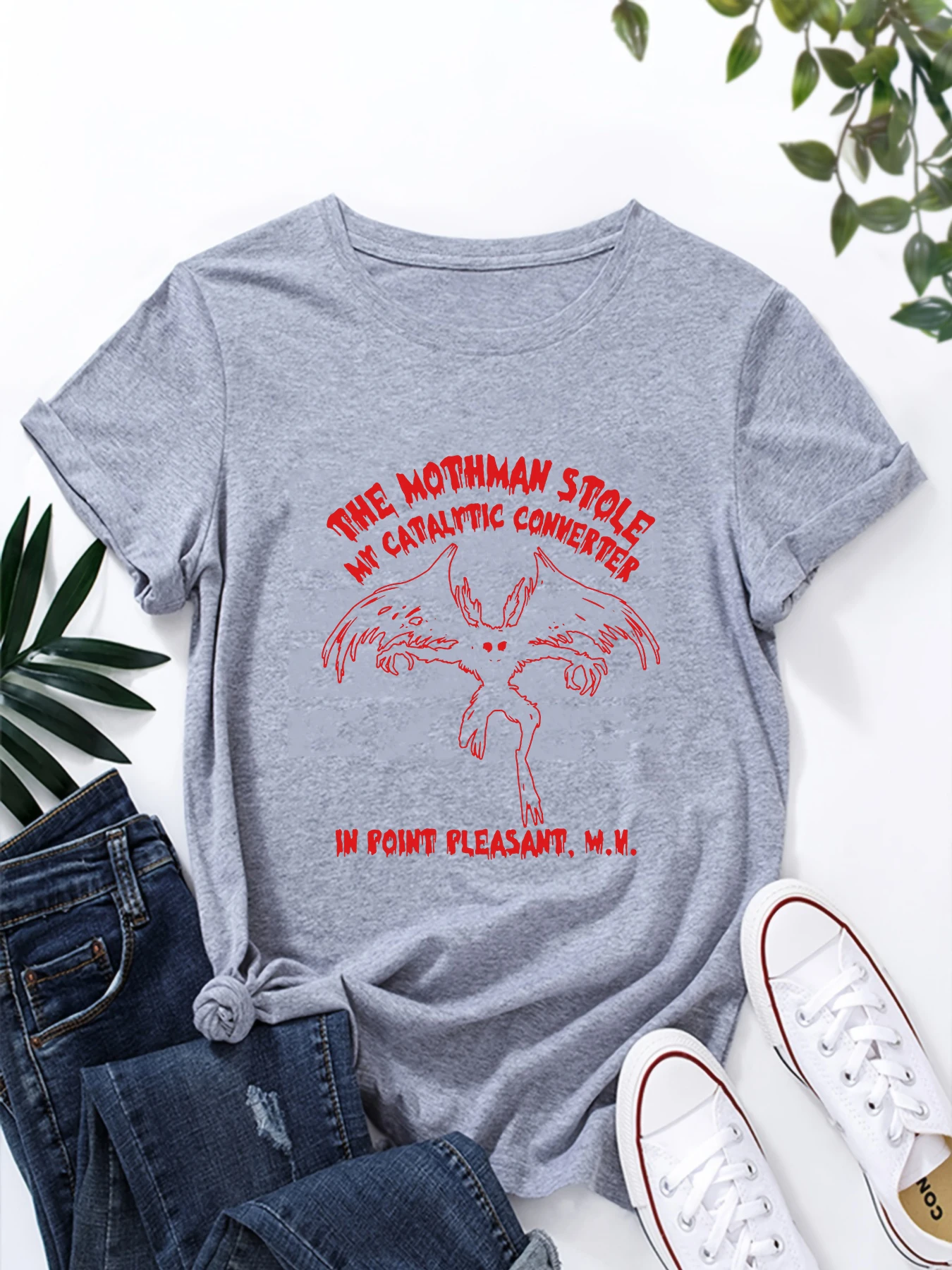 Funny Cryptid Folklore Mothman Printed T-Shirt Women Street Trend Harajuku Summer New T-Shirt Casual Round Neck Short Sleeve Top