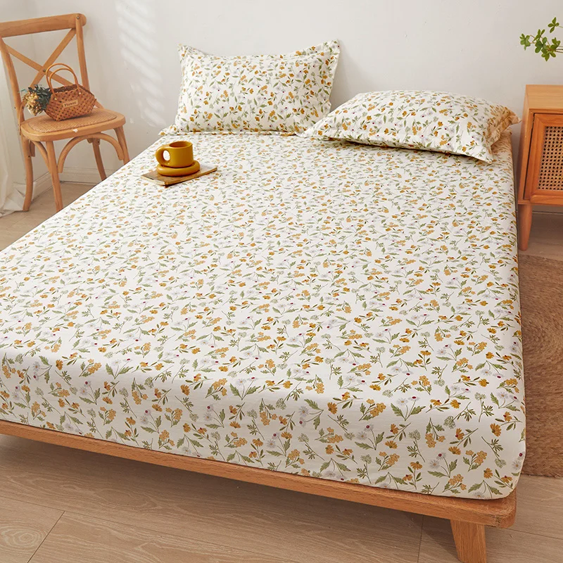 Floral Style Fitted Sheet Breathable Bedsheet постельное белье Soft Mattress Protector Home Bed Linen (Pillowcase Need Order)