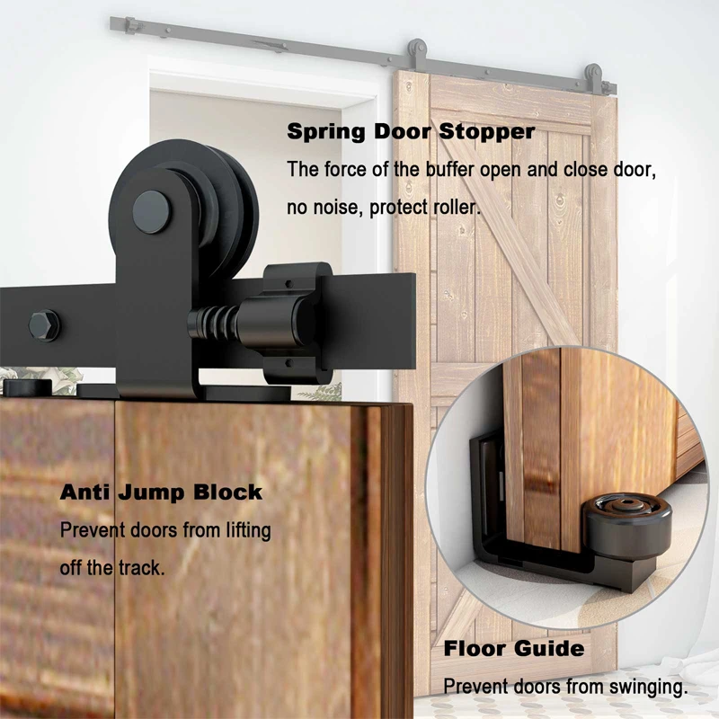 

CCJH 5-6.6 Foot Sliding Barn Door Hardware Kit with Adjustable Floor Rails