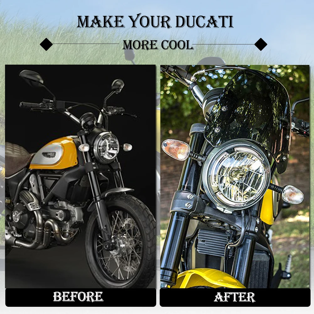 For Ducati Scrambler Deflector Windscreen Windshield Wind Shield Fly Screen 2016 2017 2018 2019 2020 2021 Motorcycle Accessories