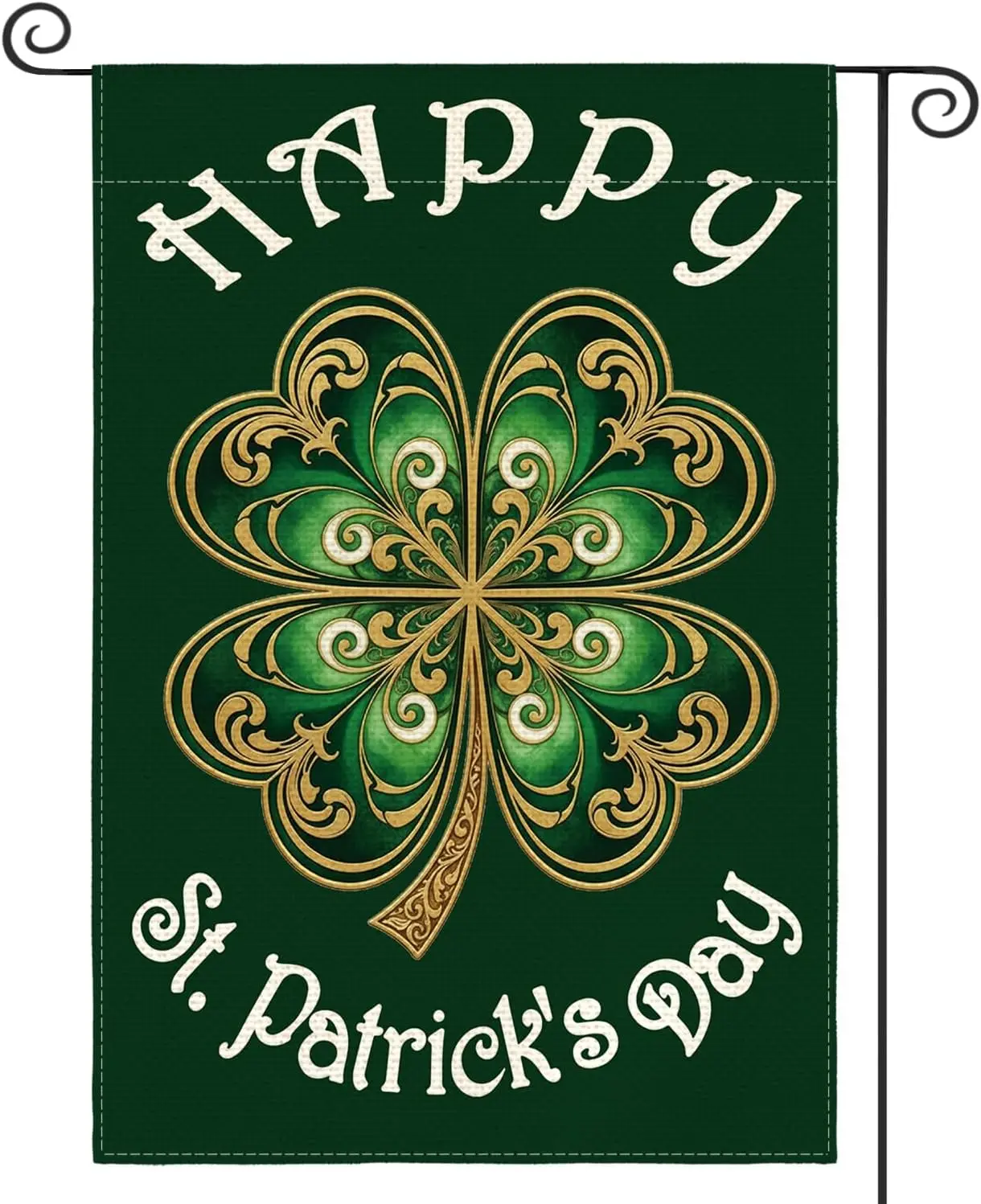 Happy St Patricks Day Garden Flag 12x18 Inch Double Sided Outside, Shamrock Lucky Clover Irish Holiday Yard