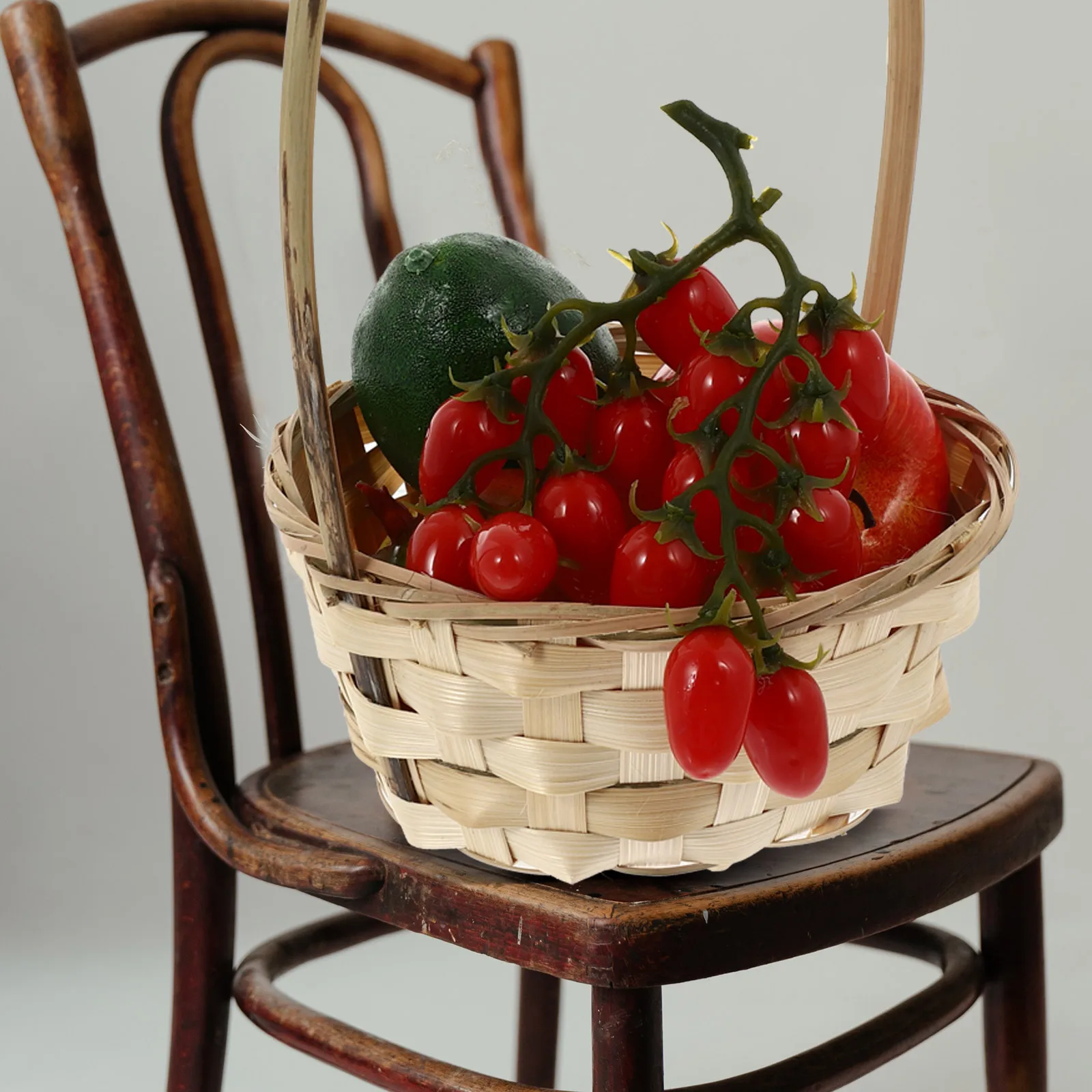 

4Pcs Bamboo Weaving Flower Basket Portable Handheld Storage Basket Fruit Holder Picnic Decoration Wedding Floral Container