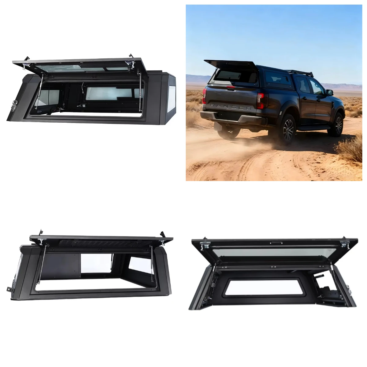 

Durable Waterproof Aluminum Alloy Hardtop Truck Toppers for Ranger with Locking and Integrated Aftermarket Upgrades