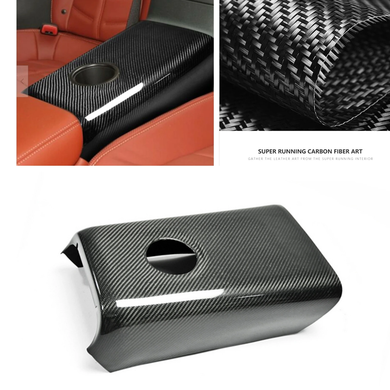 Carbon Fiber Car Interior Rear Seat Armrest Panel Cover Trim Shell Decor For Nissan GTR R35 2009-2016