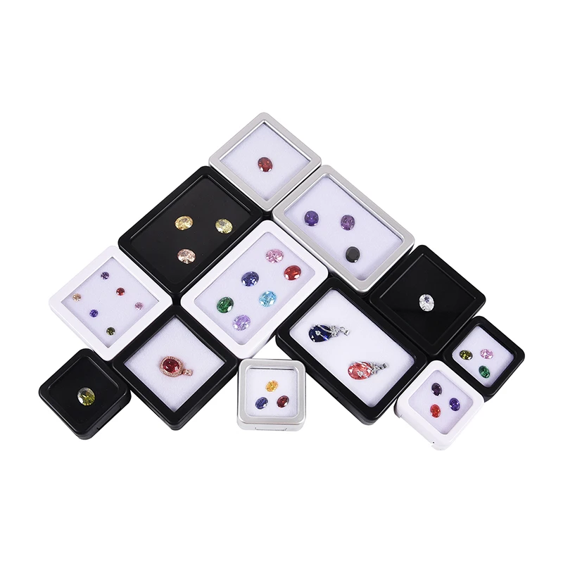 Top Glass Gem Box Gemstone Holder Display Loose Diamond Stone Show Jewelry Case Storage Organizer Tool Coin Jar Novel Container