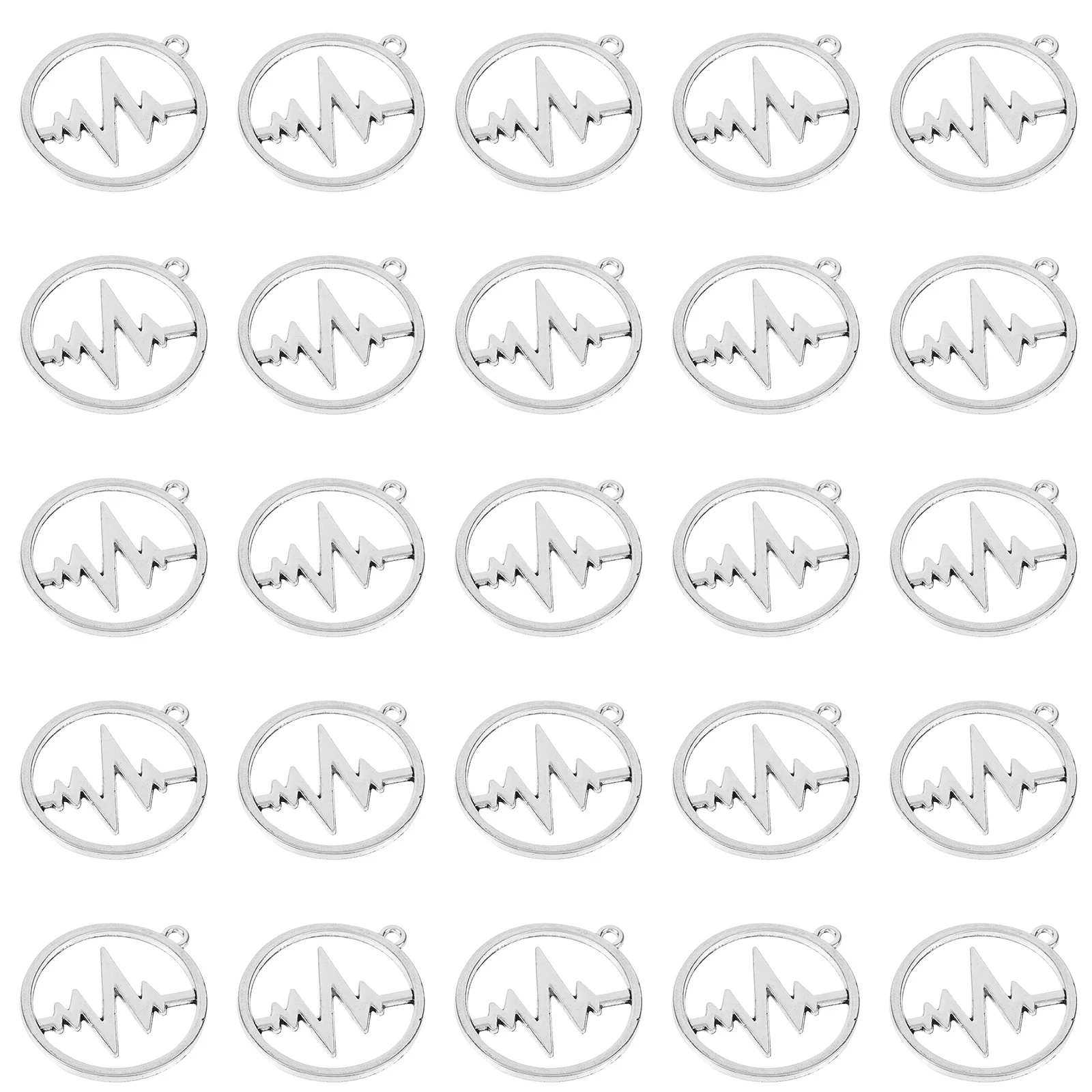 50Pcs Creative Ecg Heartbeat Charms Metal Pendants for DIY Jewelry Accessories Necklace Bracelet Bracelet Pendant