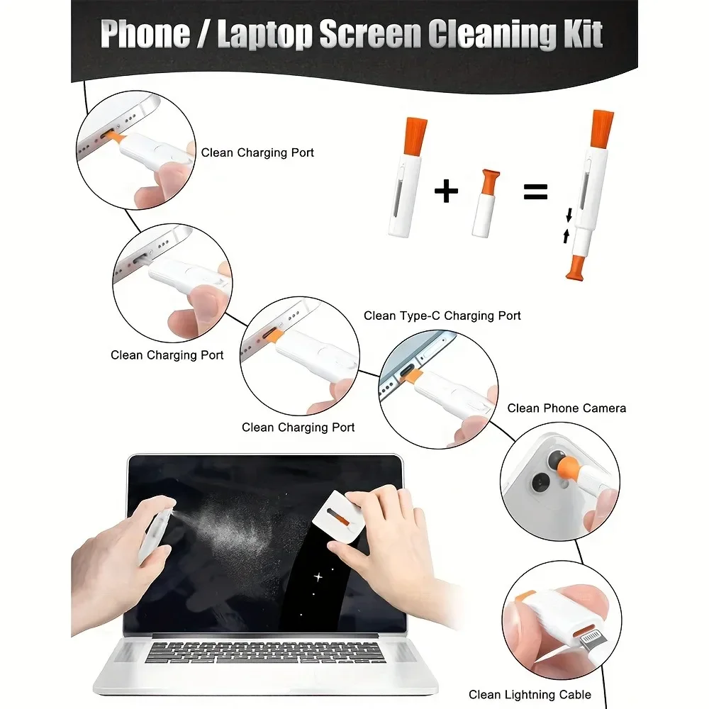 Cleaning brush for iPhone Airpods Phone slot charging port Earphone cleaning stick Laptop keyboard Digital camera lens wipe kit