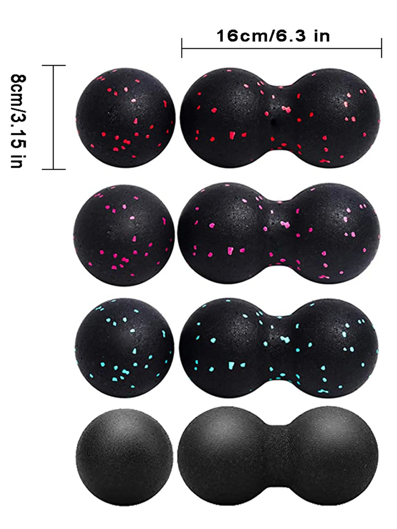 EPP Peanut Massage Ball Lacrosse Myofascial Ball Set Yoga Pilates Roller for Physical Therapy Deep Tissue Massage Relieve Pain