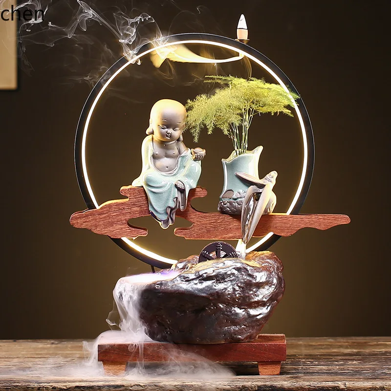HXL Creative Housewarming Ornament Ceramic Water Fountain Humidifier Home Decoration