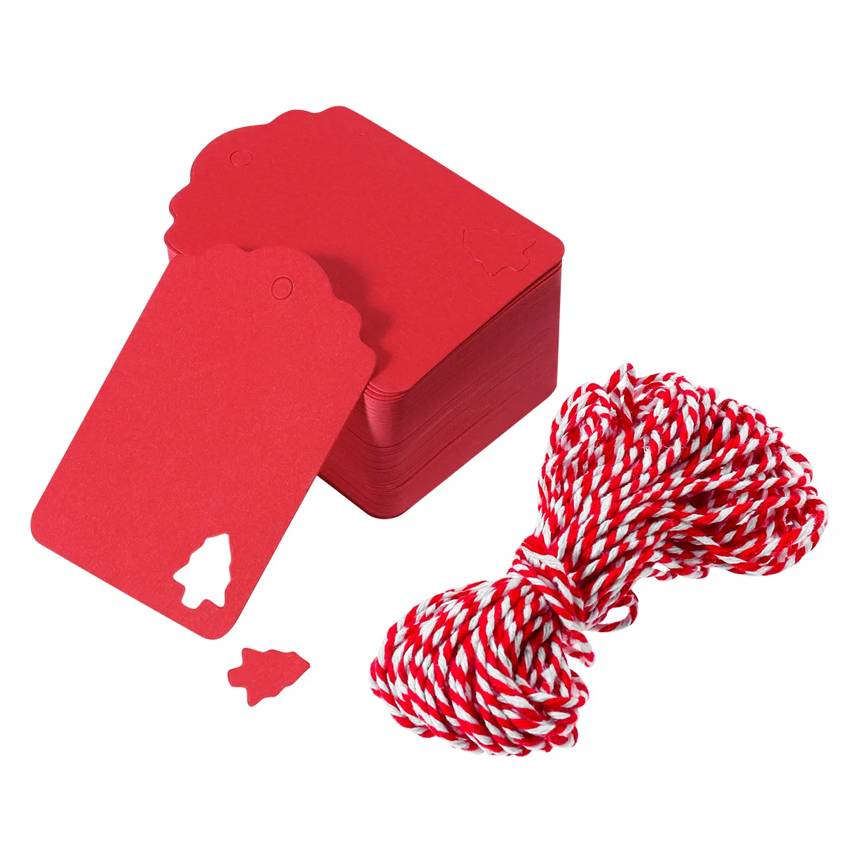 

100Pcs Christmas Hanging Kraft Paper with Hemp Rope Snowflake Cutout DIY Gift Labels for Decorations and Stationery