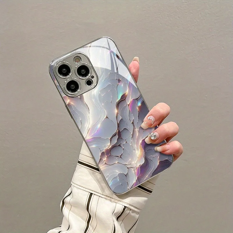 Fashion Colorful Marble Tempered Electroplated Phone Case for Samsung Galaxy A07 A16 A55 A56 A35 A54 A24 A14A05 A13 A73 4G 5G