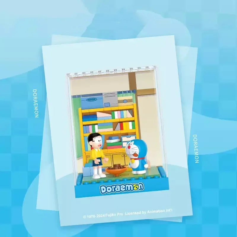 Anime Kawaii Doraemon Micro Scene Unboxing Bevestiging Cartoon Puzzel Assemblage Model Ornament Bouwsteen Speelgoed Meisje Cadeau