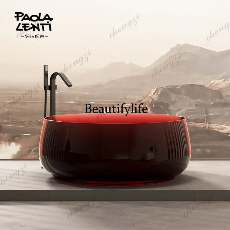 Color resin transparent round bathtub integrated independent hotel homestay home double bath