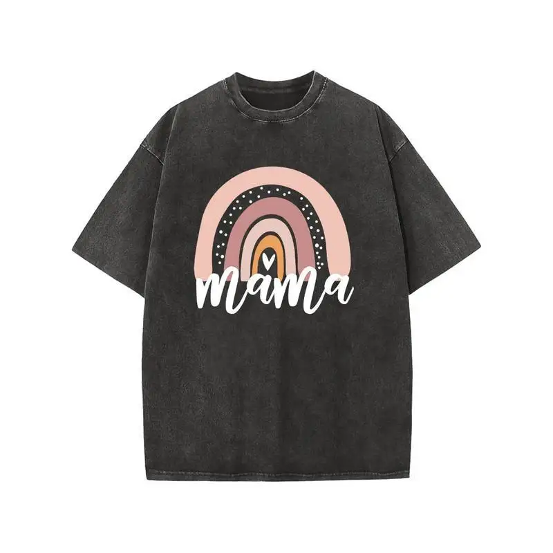 

Retro Mama T-shirt, Vintage Rainbow Graphic Tee, Oversized Washed Mom Gift Top, Motherhood Streetwear