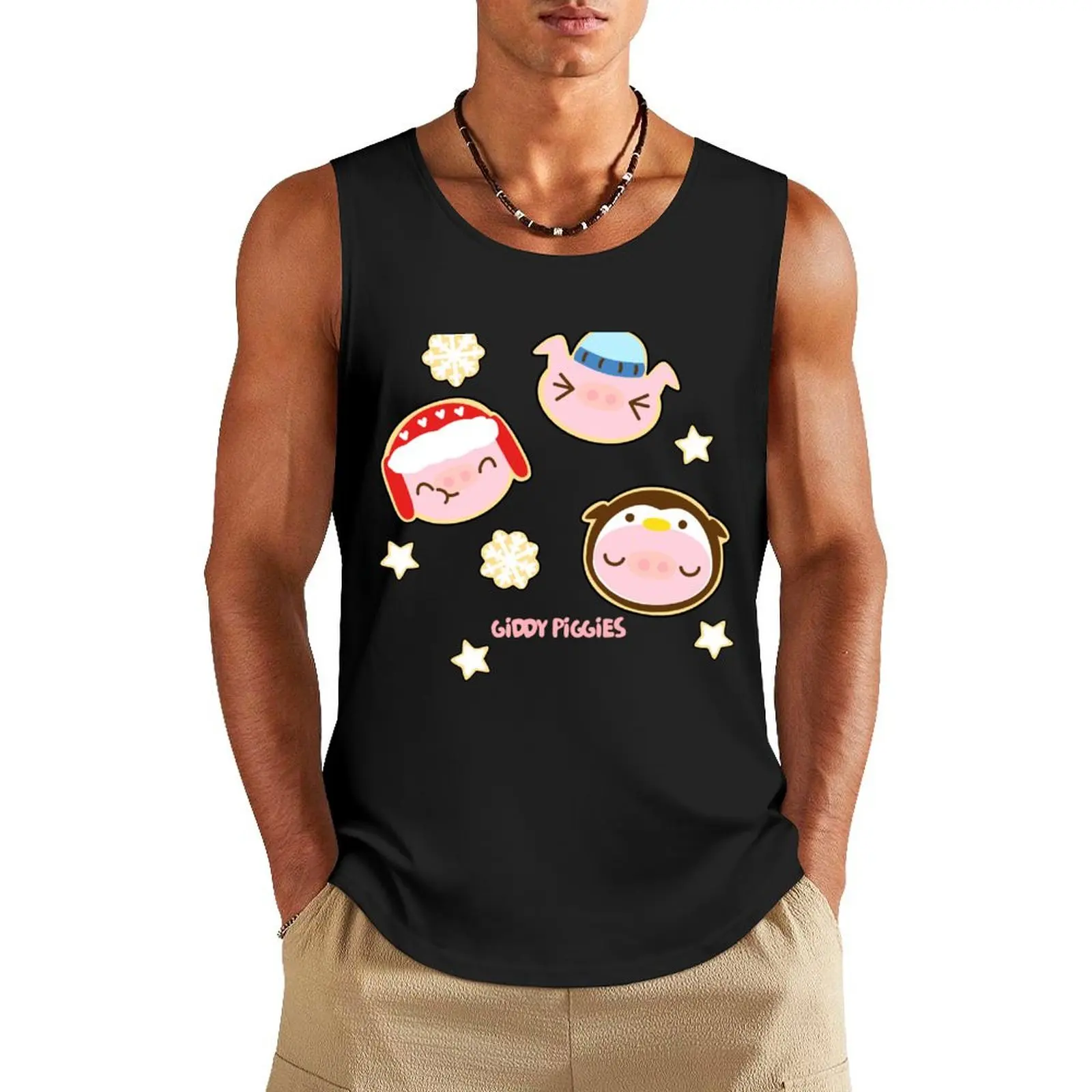 Three Little Giddy Piggies Christmas Cookies Tank Top T-shirt men men clothing gym shirts sports t-shirts for men