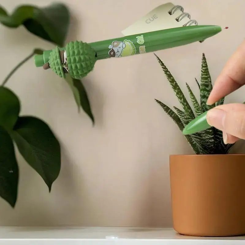 ปากกาเจลลายแมว Kawaii Durian กดเพื่อดูลาย น่ารัก ขนาด 0.5 มม. หมึกดำ ปากกาเซ็นชื่อ เครื่องเขียน ของขวัญ อุปกรณ์เขียน