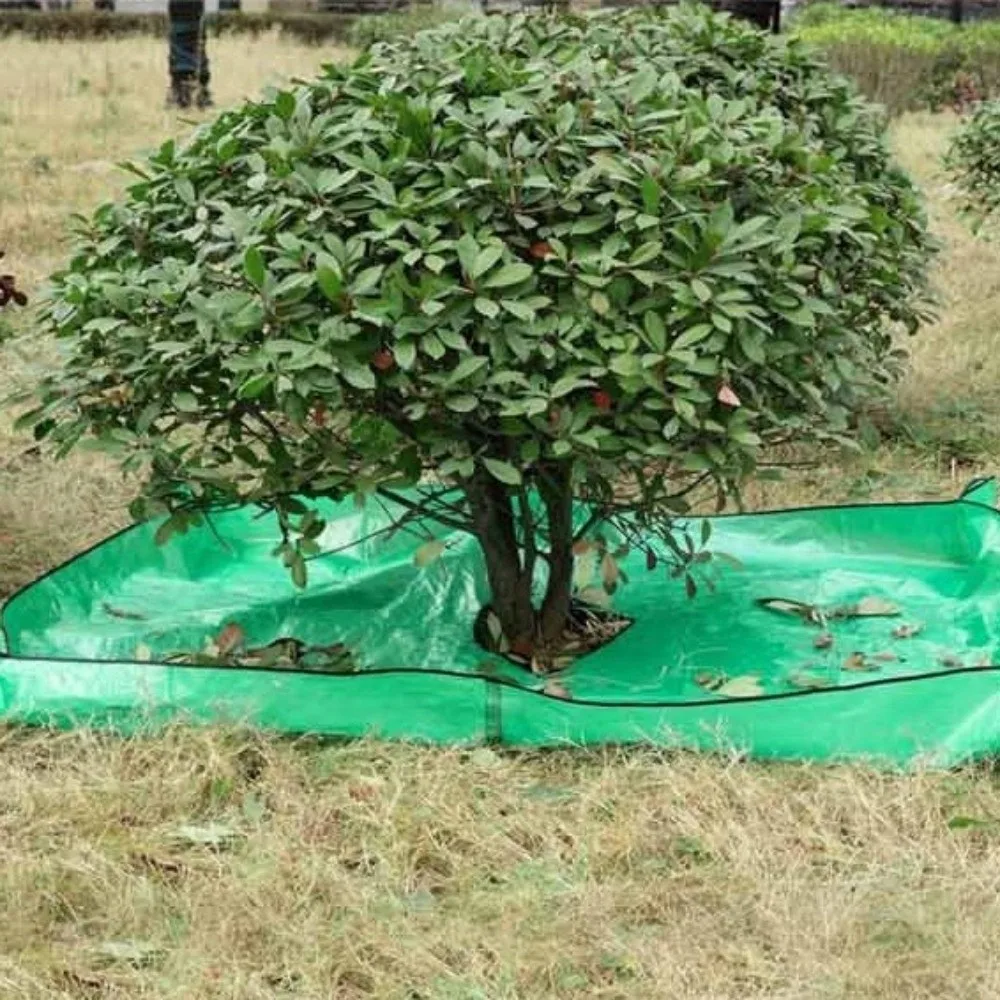 Waterproof Tree Trimming Drop Cloth Corner Grommets PE Garden Leaf Collection Mat Tear Resistant Center Hole Yard Tree Work Mat