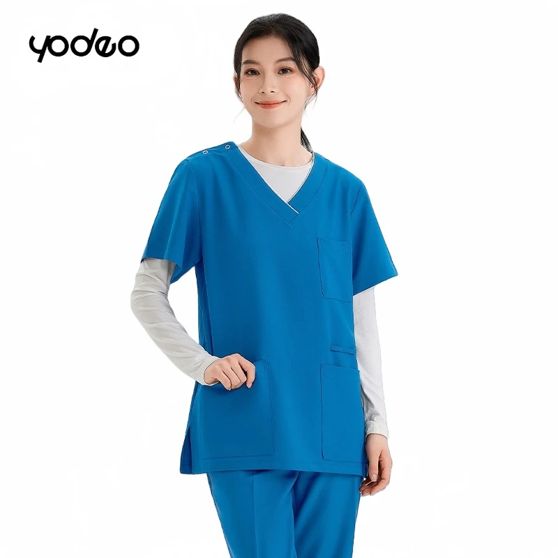 Quick dry brushing hand clothing surgical gowns elastic unisex short sleeved set Breathable ice silk operating room work clothes