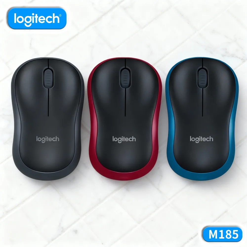 Logitech M185 Portable Ergonomic Mouse Ambidextrous Grip 10M Range 12-Month Battery 1000 DPI Sensor Office Work Tool
