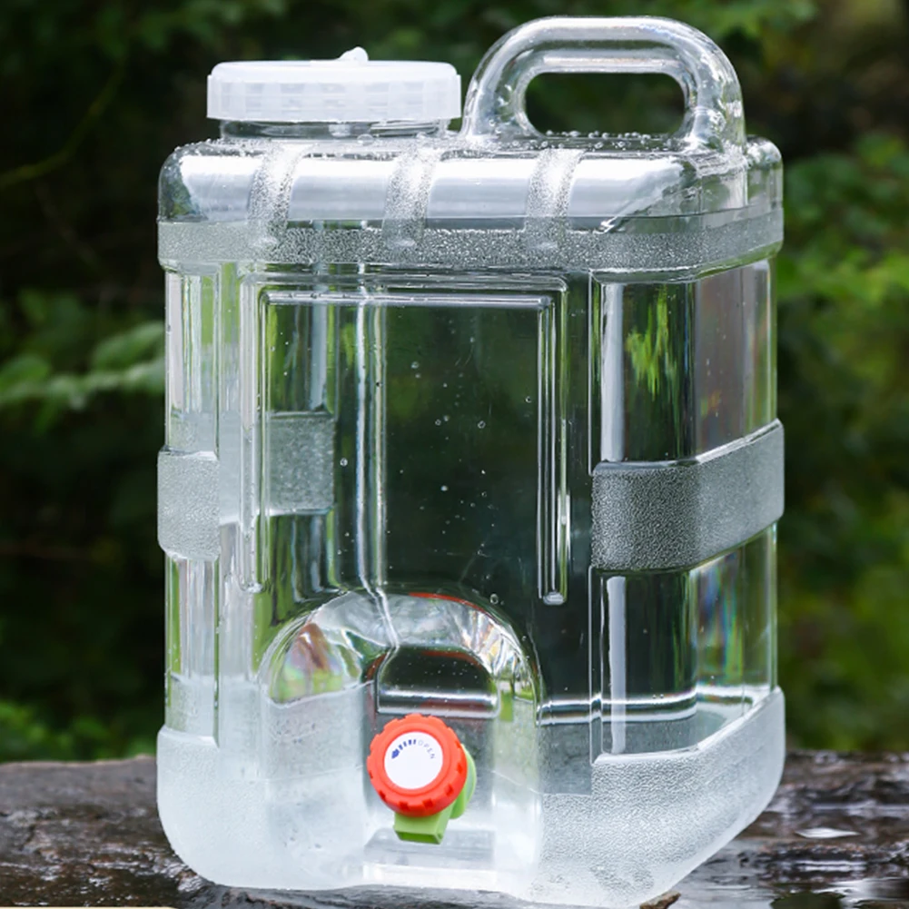 Recipiente de água potável de 10/12/15l com torneira, tanque de água de acampamento à prova de vazamento, grande capacidade, suporte de armazenamento de água para caminhadas, carro