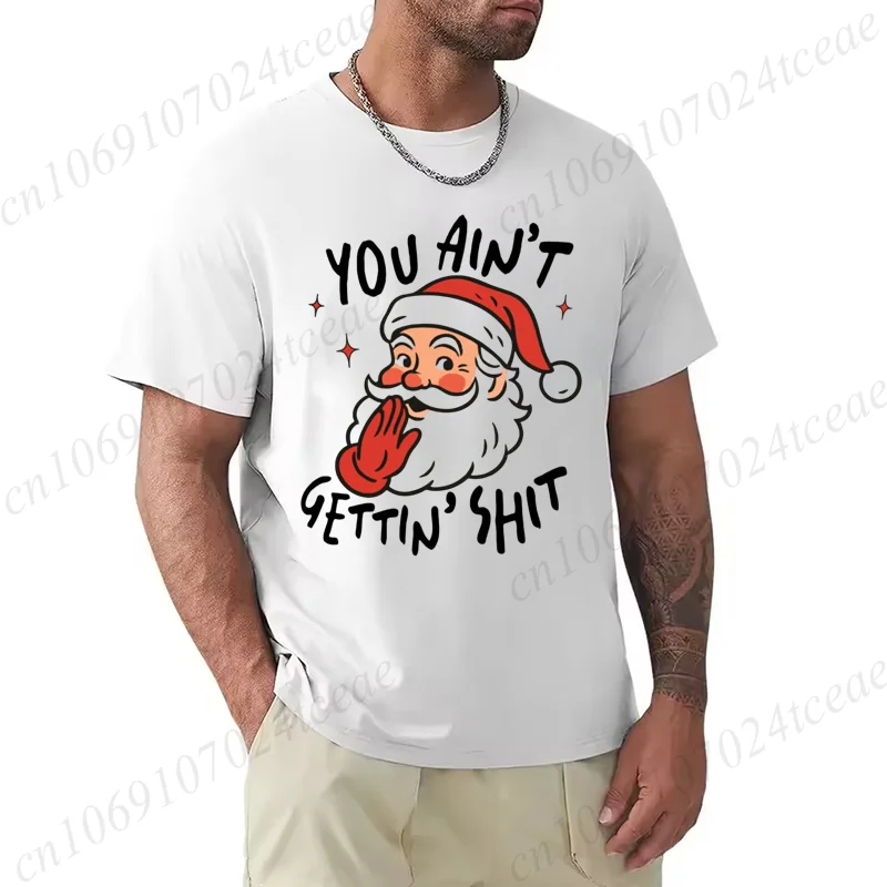 مضحك مضحك عيد الميلاد الساخرة سانتا ريترو تي شيرت النساء الرجال تي شيرت عادية Crewneck قصيرة الأكمام المحملة عيد الميلاد ملابس الحفلات #4