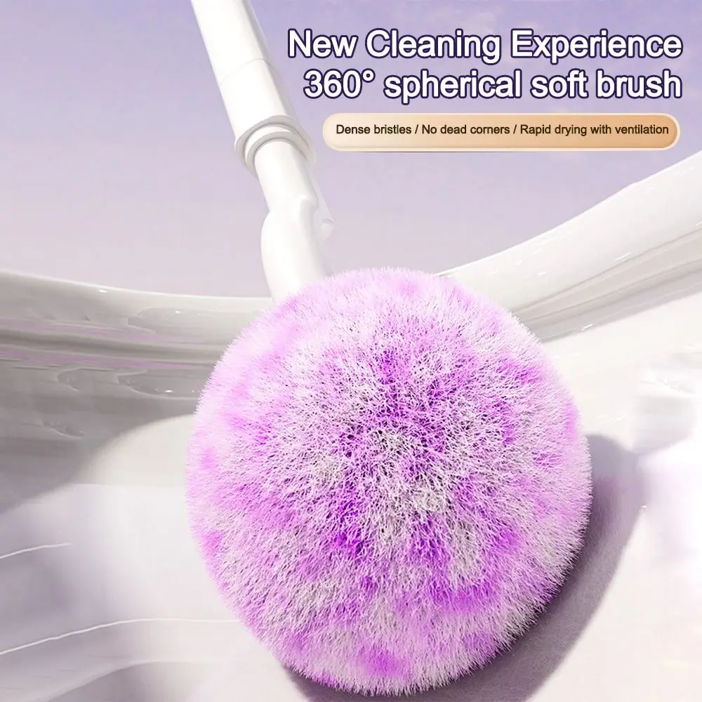 360 Degree Cleaning Toilet Brush Extended Handle Dense Soft Bristles Toilet Bowl Brush C Shaped Hanging Loop Quick Drying