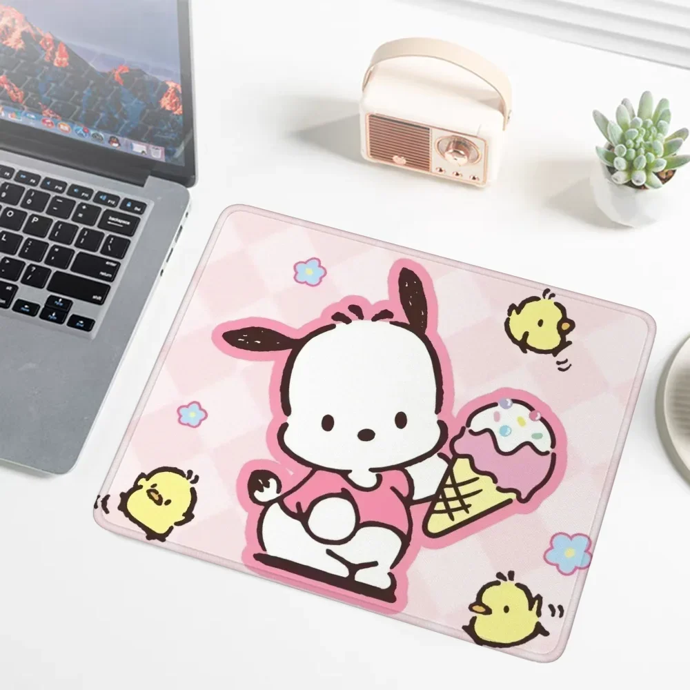 High Quality Computer Pochacco Sanrio Small Leather Mouse Pad Girls Cute Keyboard Pad Gaming Mouse Mat Mousepad Gamer Table Mat