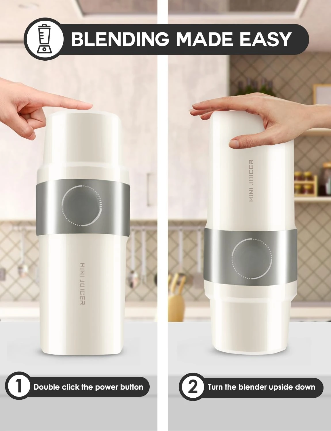 과일 및 채소용 진공 단열 블렌더 - 스테인리스 스틸 칼날이 있는 충전식 휴대용 블렌더