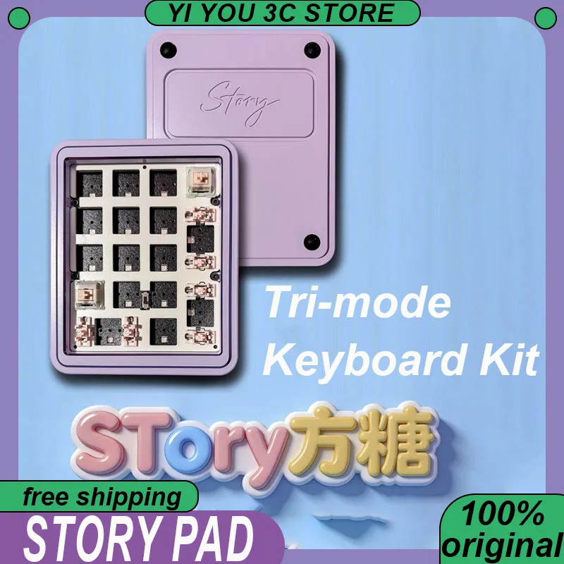 

Story Pad Keyboard Kit Wireless Tri-mode Mechanical Keyboard RGB 17Keys 800mAh FR-4 Hot Swap Mini Keypad Kit PC Accessories