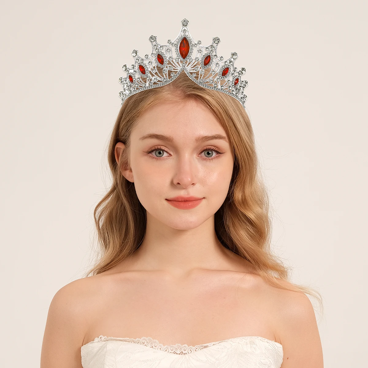 Miallo Wedding Hair Tiara Red Crystal Bridal Tiara Crown Diadem Veil diaras accessori per capelli da sposa copricapo gioielli per la testa