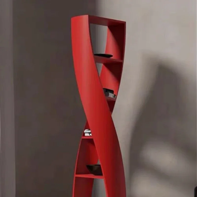 

Nordic designer simple solid wood special-shaped bookshelf round shelf living room decoration