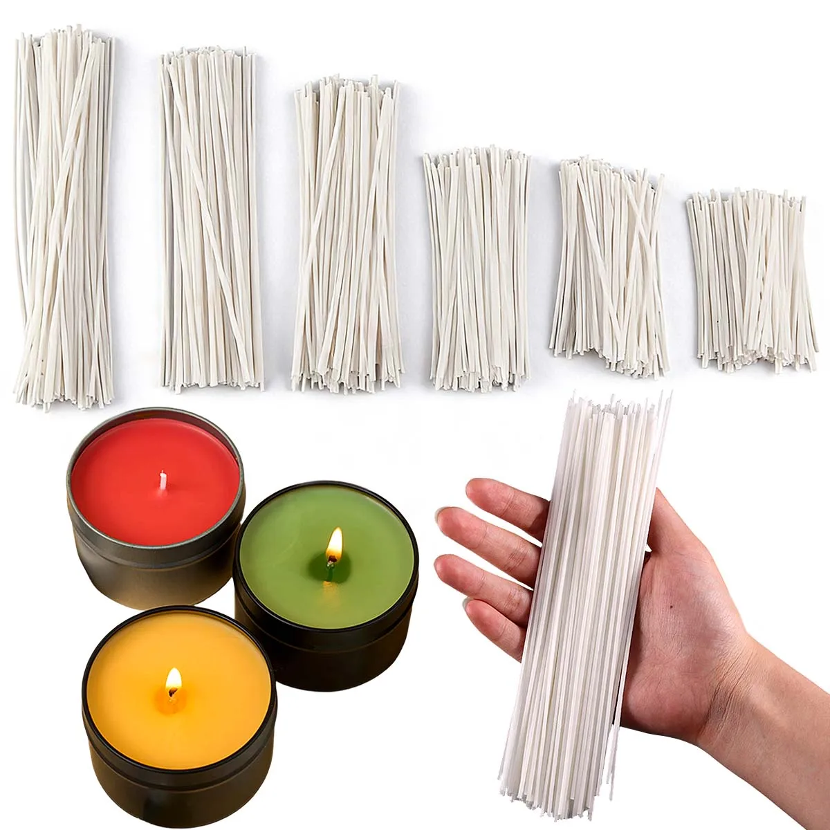 100 Teile/satz 8/10/12/16/18/20 cm Gewachste Baumwolle Kerze Dochte Set rauchfreien Soja Wachs Kern DIY Gewebte Kerosin Lampe Kerzen, Der Werkzeuge