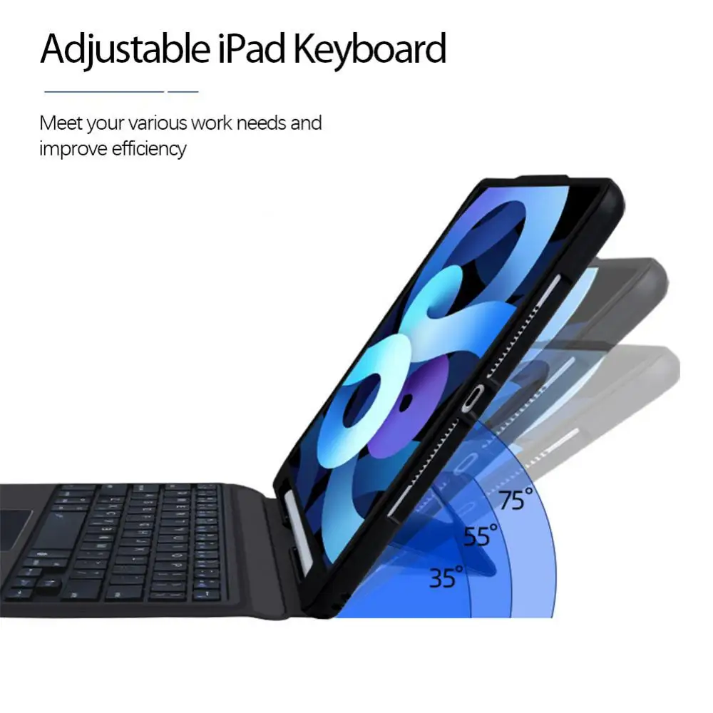 3 In 1 Magnetic Keyboard Case Magnetic Touchpad Keyboard Case Adjustable Angle bluetooth-compatible Separate Touch Keyboard