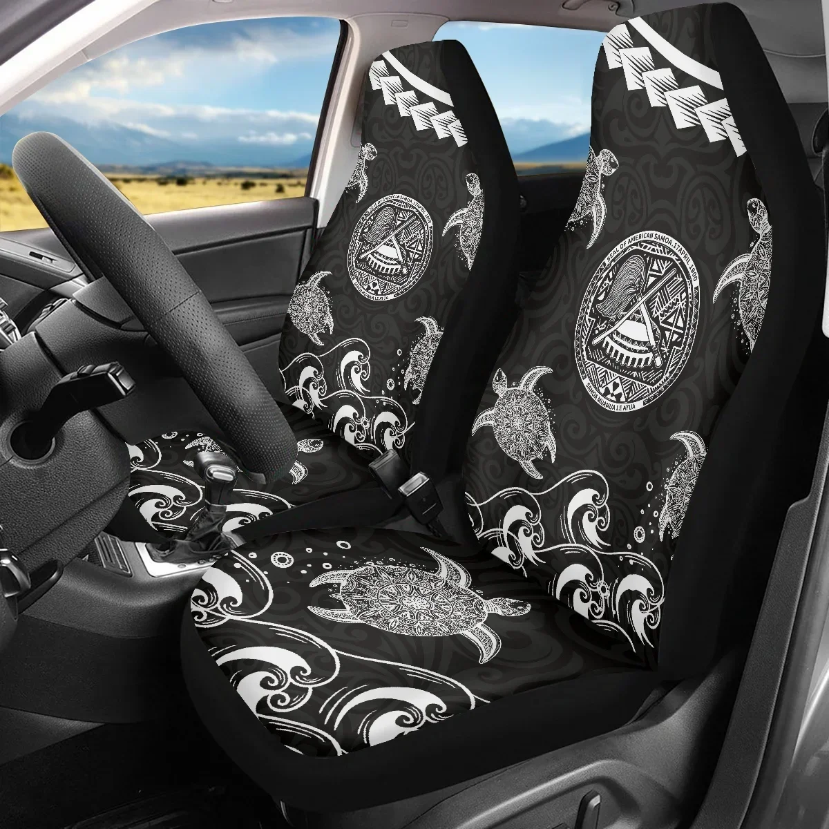 Samoan Polynesian Turtle Print Universal Car Front Seat Covers Stylish Auto Seat Protection Car Accessories Interior