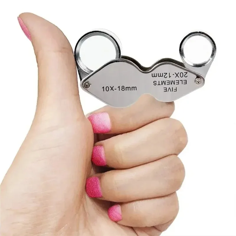 10x20xPocket Loupe Magnifier Jewelry Magnifying Glass Foldable Diamond Lupa Triplet Jewelers Eye Glass Tool Reading Magnifier