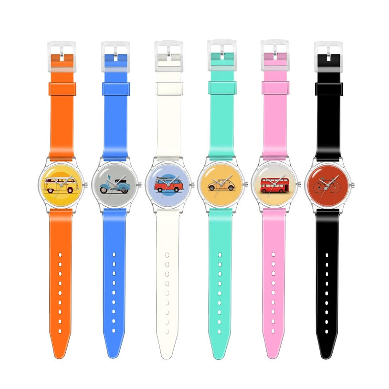 Unique Retro Car & Bus Pattern Plastic Watches for Women