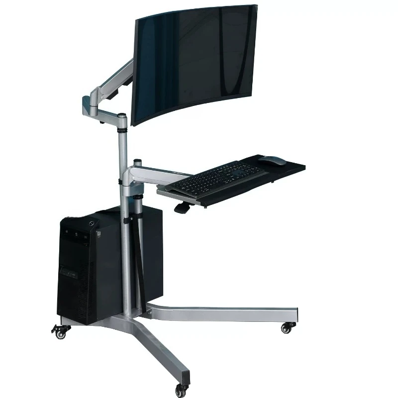 Lazy bed bedside computer desk, one-button air pressure lift display, hover can lie flat, lift, move and flip