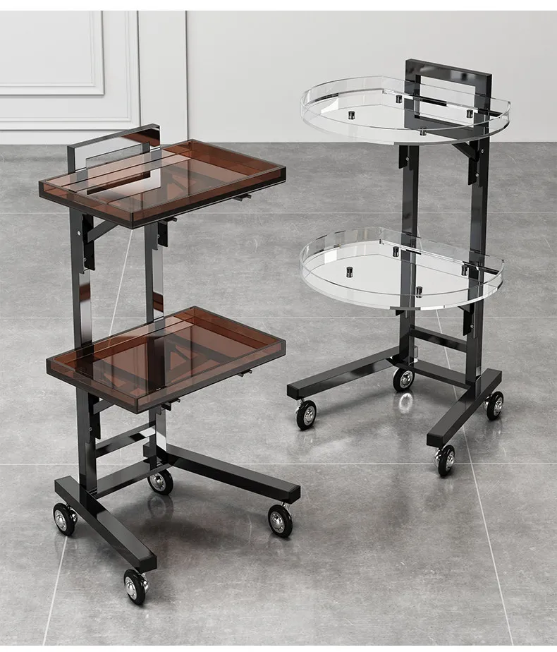 Stainless Steel Foldable Tool Cart Beauty Salon/Barber Shop Trolley Storage workbench supermarket 2-tier tool cart