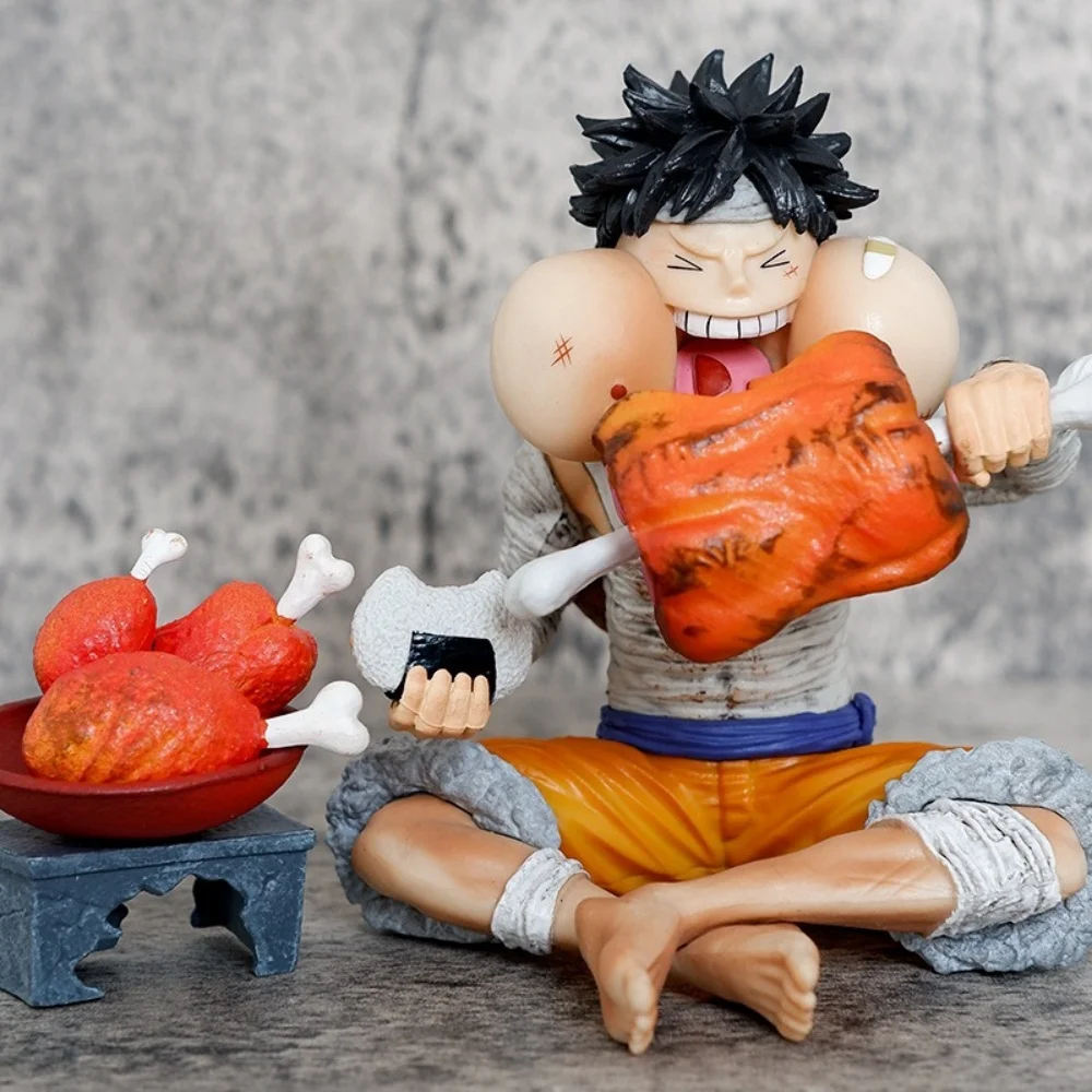 

Anime One Piece Monkey·D·Luffy GK Eat Meat Sitting Position PVC Action Figure Collectible Model Doll Toy 12CM