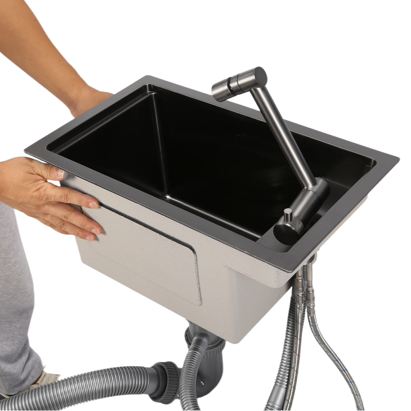 

Small Kitchen Sink with Lid Stainless Steel Wet Bar Sink Single Bowl Sink for Laundry Wet Bar Prep Office Outdoor Yard