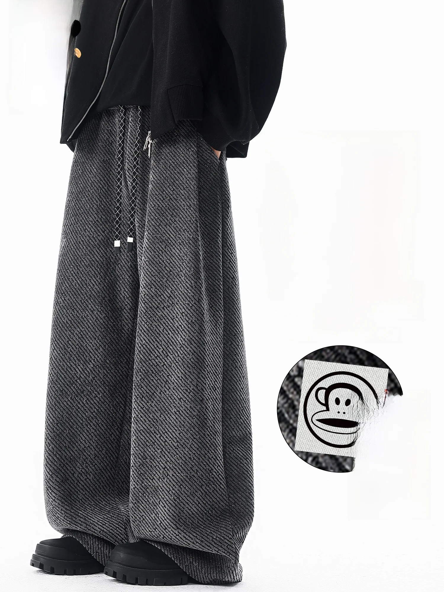 

PaulFrank Men's Casual Pants Fce Lined Loose Drapey American Sle Polyester Fiber Straight Leg Warm Winter Trousers