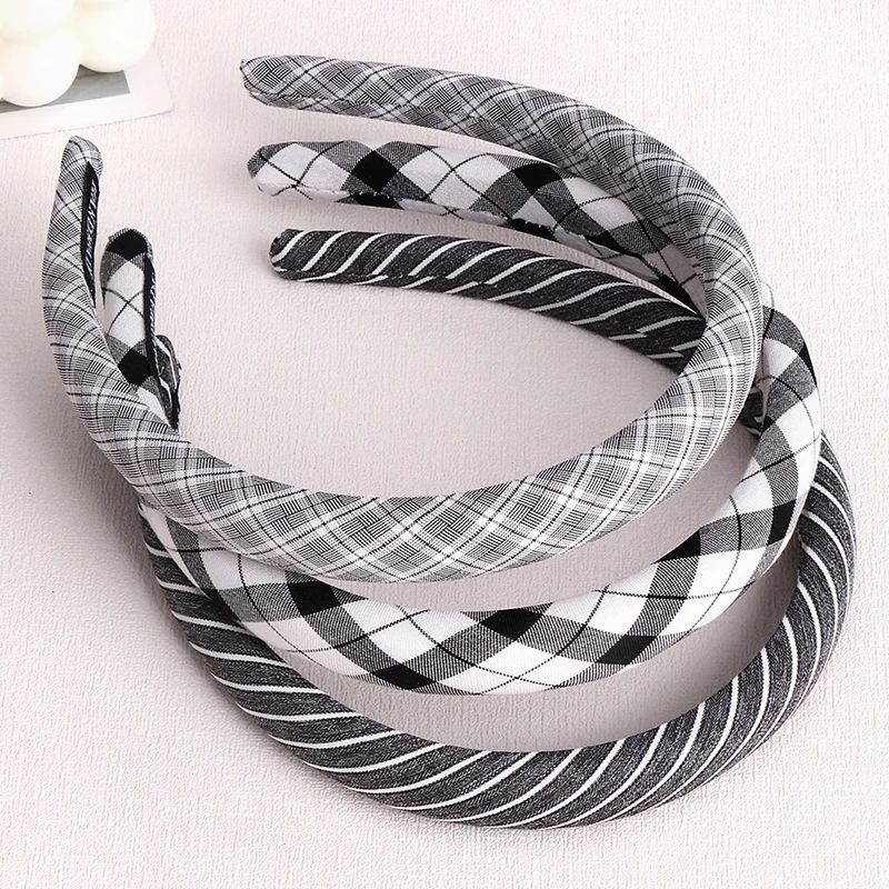 New College Style Retro Plaid Headband for Women Plaid Fabric Sponge Hairband Simple Commuting Versatile Hair Accessories