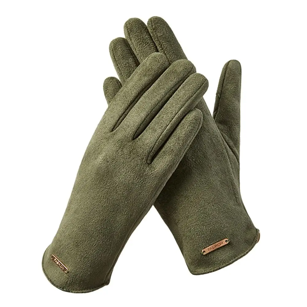 

Изящные замшевые перчатки с сенсорным экраном, утепленные бархатные варежки для вождения, зимние теплые лыжные перчатки для женщин